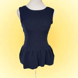 Elegant Navy Blue Sleeveless Peplum Top